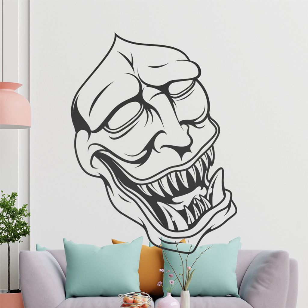 KIWISTAR Oni Yokai abgrundtief böse Dämonen Wandtattoo in 6 Größen - Wandaufkleber Wall Sticker - Dekoration, Küche, Wohnzimmer, Schlafzimmer,...