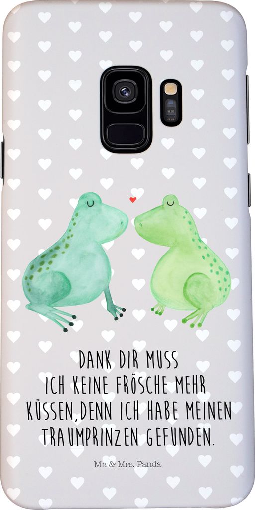 Mr. & Mrs. Panda Samsung Galaxy S9 Handyhülle Frosch Liebe - Grau Pastell - Geschenk, Handy Case, Hülle, Küssen, Frösche, Cover, Pärchen, Schu...