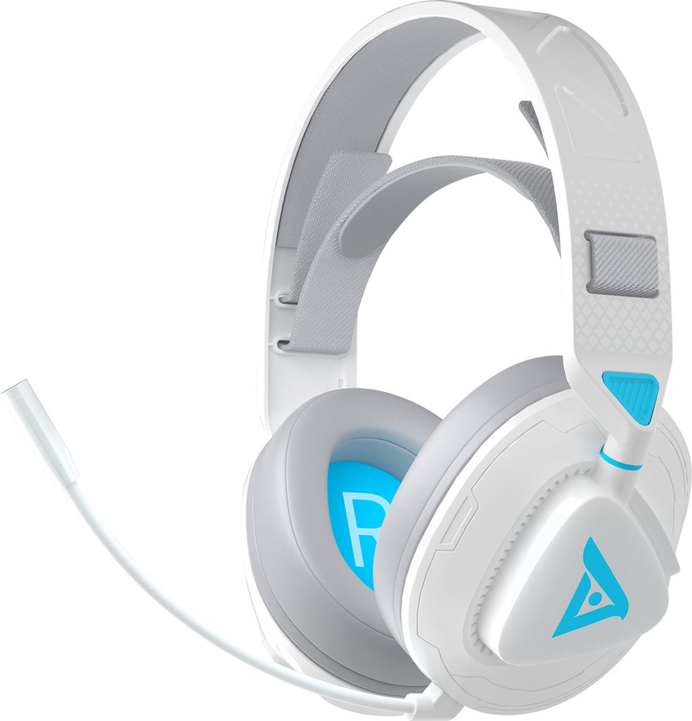 TAIOU Gaming-Kopfhörer, leichte Kopfhörer, Over-Ear-Kopfhörer, Drei-Modus-Verbindung (BT5.3+2,4G Wireless+3,5-mm-Kabel), weiß + blau