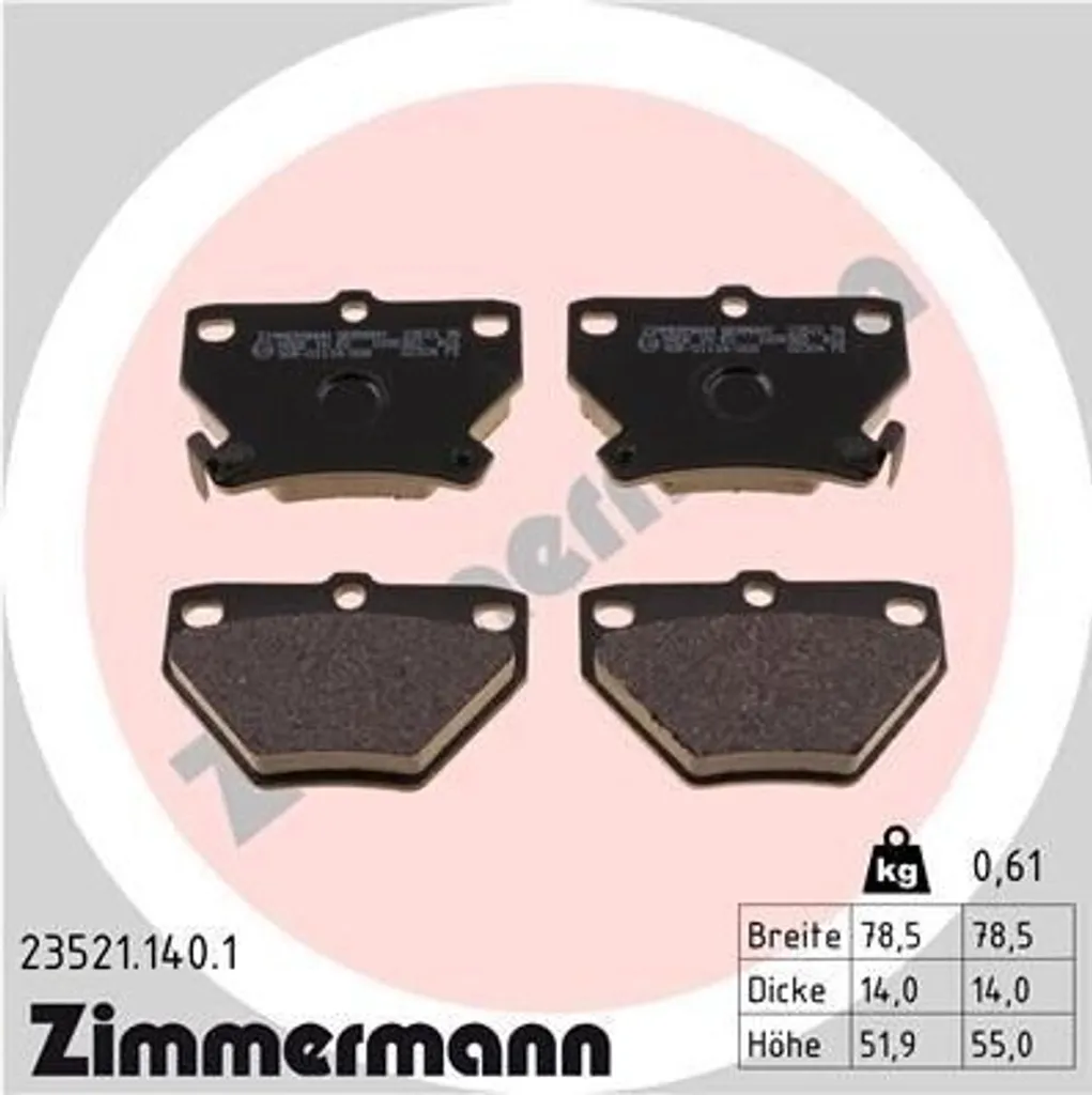 Plaquettes de frein Zimmermann 23521.140.1 à haute résistance thermique