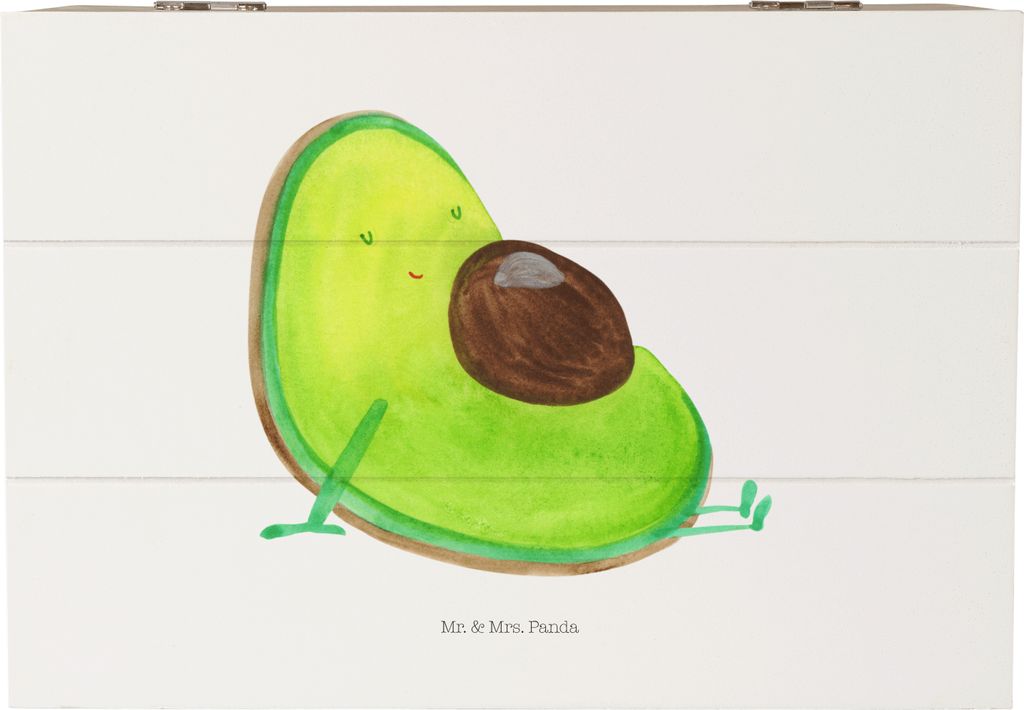 Mr. & Mrs. Panda Kiste Avocado Schwangerschaft 22 x 15 cm - Weiß - Geschenk, Babyparty, Baby, holz, Liebe, Schwanger, Wunder, Geschenkbox, Erinner...