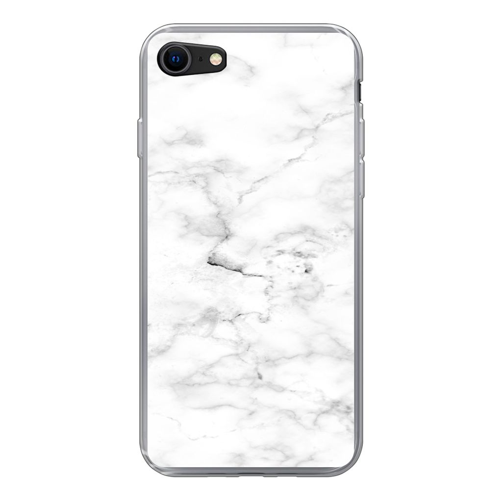 MuchoWow Handyhülle Schutzhülle Hülle für iPhone 7 Marmor - Weiß - Grau Silikon Softcase Handy Hülle - Kartenhalter