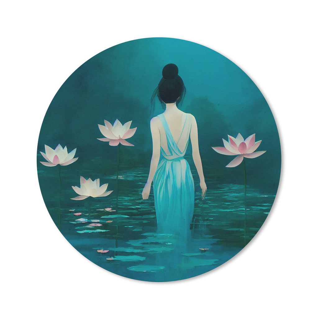 MuchoWow Mauspad Mousepad Frau - Porträt - Wasser - Blumen - Lilie 40x40 cm - Mousepads - Maus Mat - Pad - Mausunterlage - Schreibtisch Accessoires