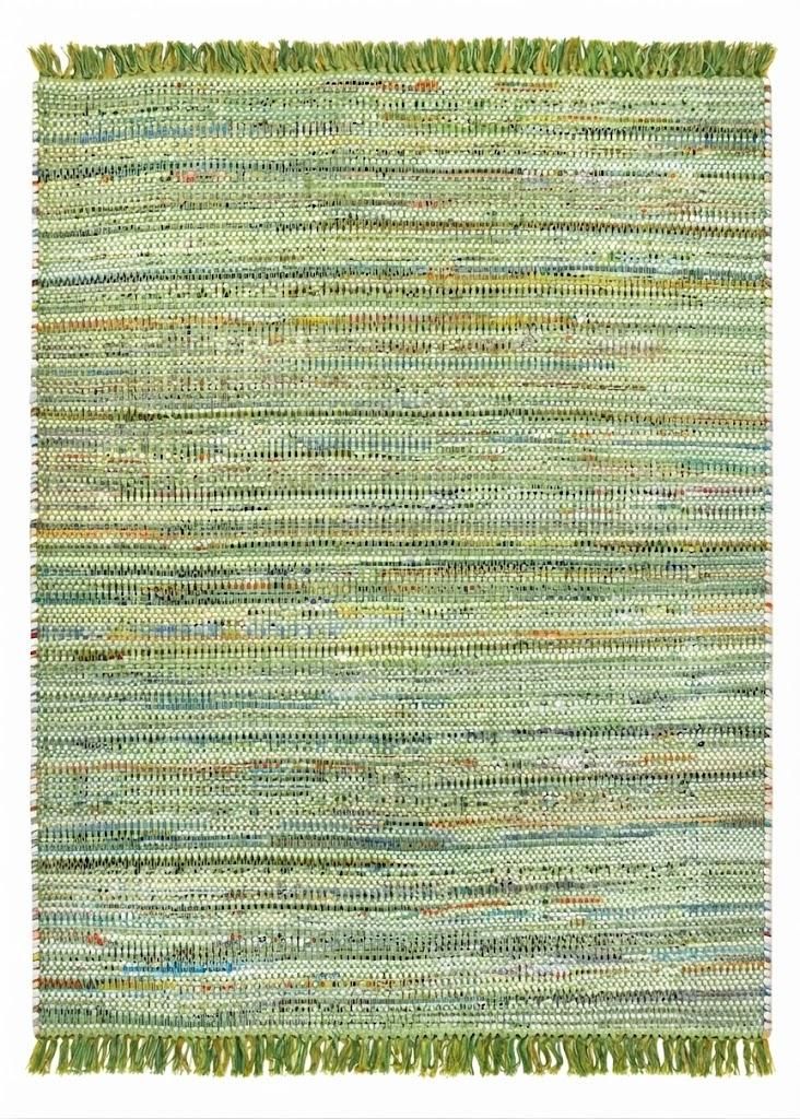 Alfombra de algodón trenzado a mano, verde/multicolor, 140 Imagen del producto 