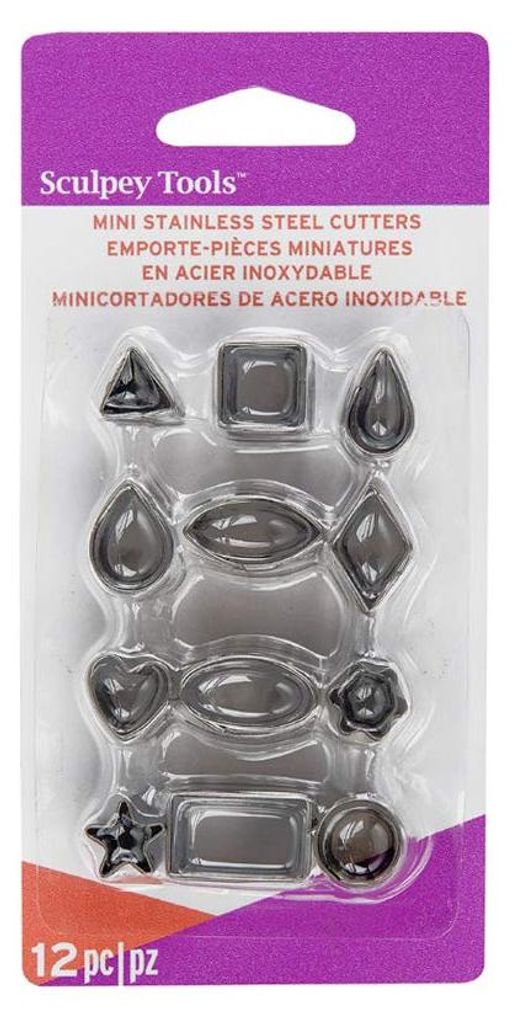 Premo Sculpey Mini-Ausstechformen aus Metall; 12 Stück, silberfarben, einzeln verpackt
