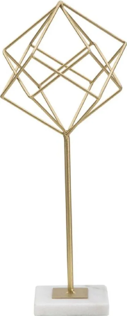 Statue décorative Cube Mauro Ferretti en métal doré et blanc 41,5 cm