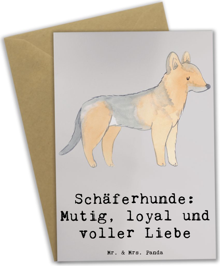Mr. & Mrs. Panda Grußkarte Schäferhunde Freundschaft - Grau Pastell - Geschenk, Rettungshund, glückwunschkarten, weihnachtskarten, voller Liebe,...