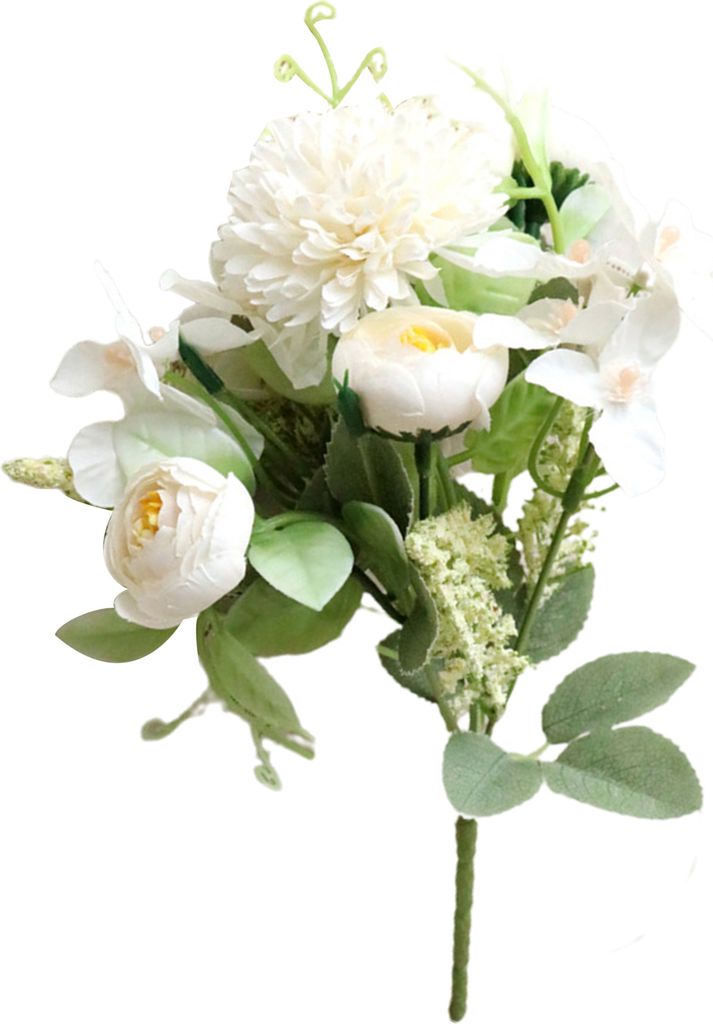 1 Blumenstrauß leicht zu pflegen gefälschte Blumenstrauß charmante künstliche Seidenblume Ewige Simulation BlumenheimNachbildungation-Weiß