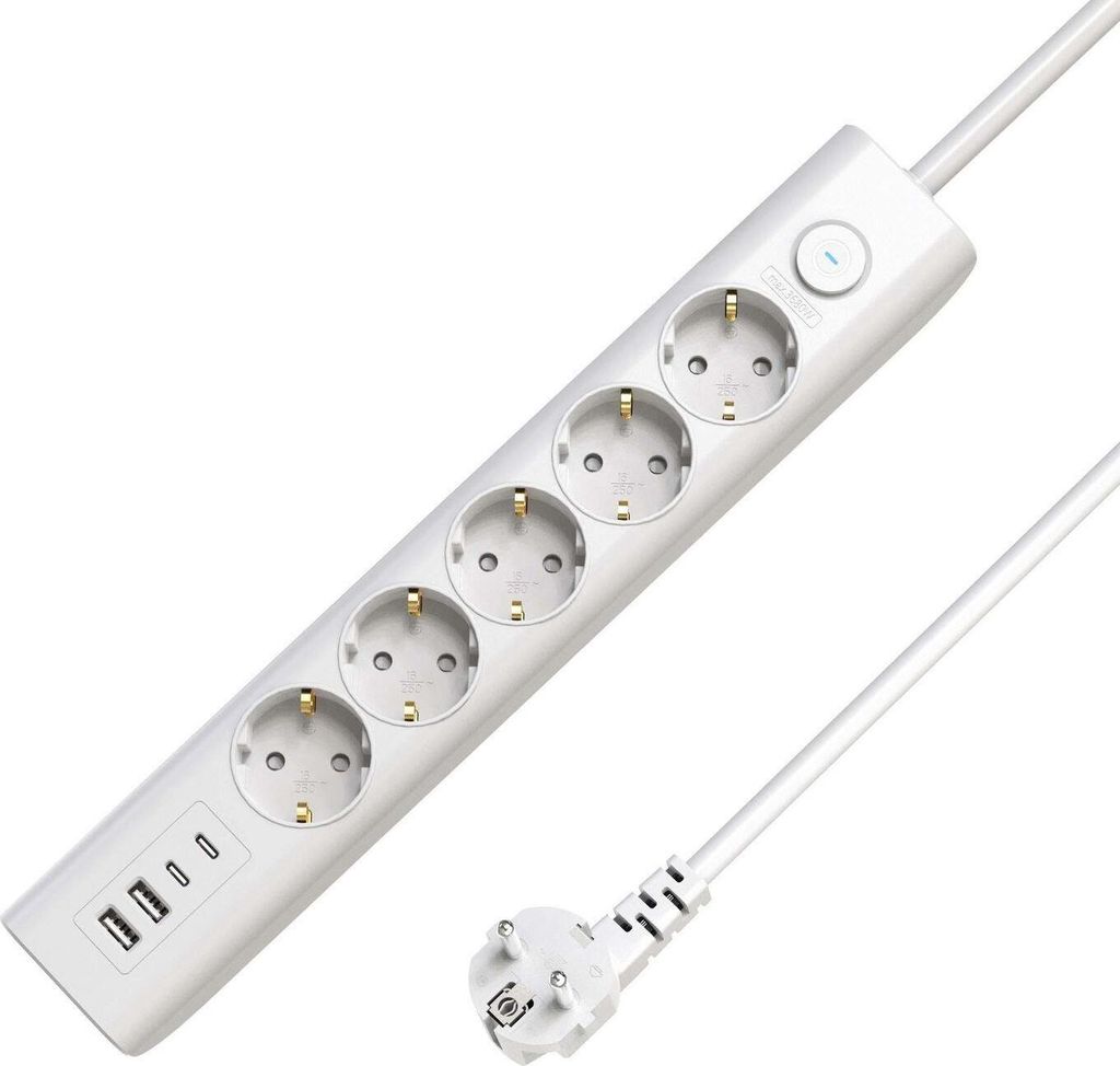 MicroConnect 5-way USB Schuko Power Strip (MC-GRU00515WS-USB)