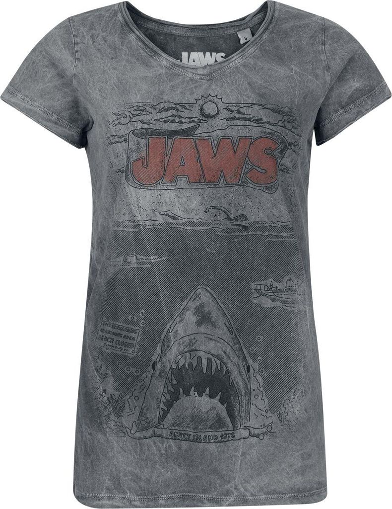 Der weisse Hai T-Shirt Damen Jaws - Comic grau M