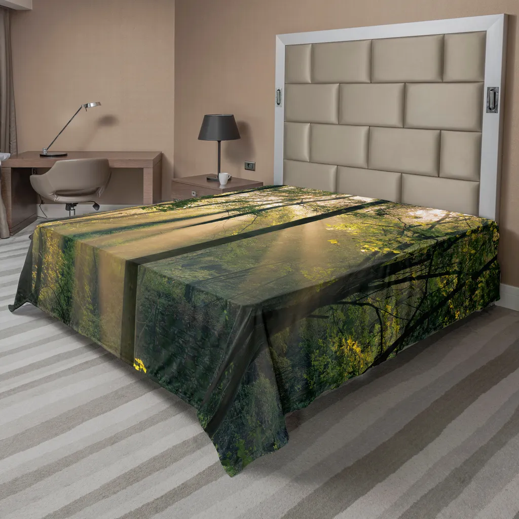 Drap Plat Décoratif Imprimé Forêt et Nature - Grand Format 266x260 cm