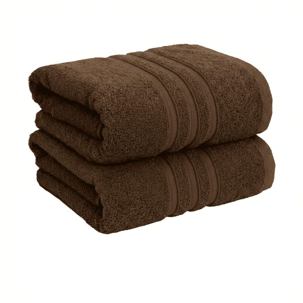 Vency Premium 2er Pack Duschtücher Set - 100% Baumwolle - Saugfähige und langlebige Duschtücher, Größe 70x140 cm, Braun