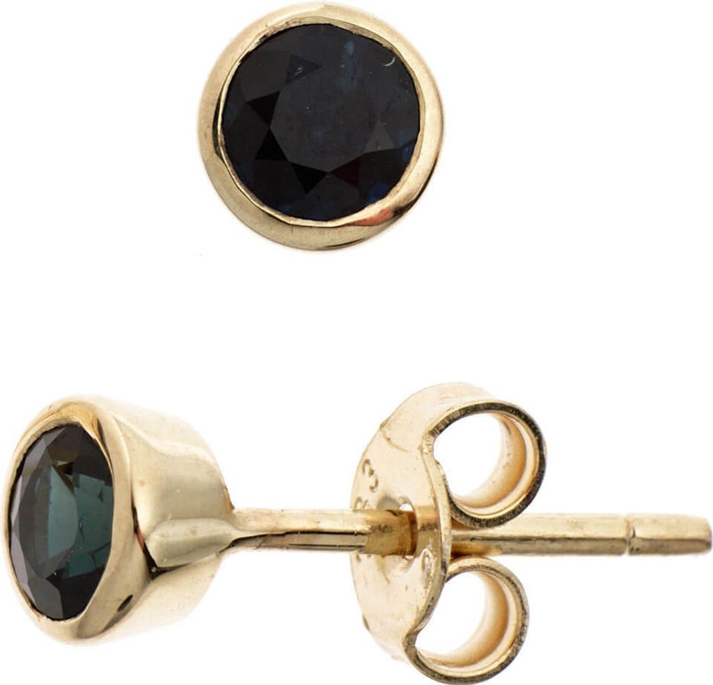 Ohrringe Ohrstecker Stecker mit Safir blau 333 Gold Gelbgold schlicht