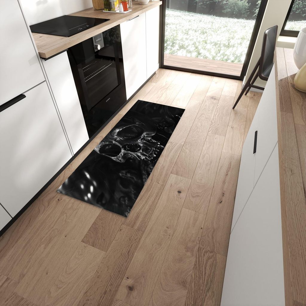 Küchenteppich 60x150cm rutschfest & abwischbar PVC Läufer - Schädelaufnahme