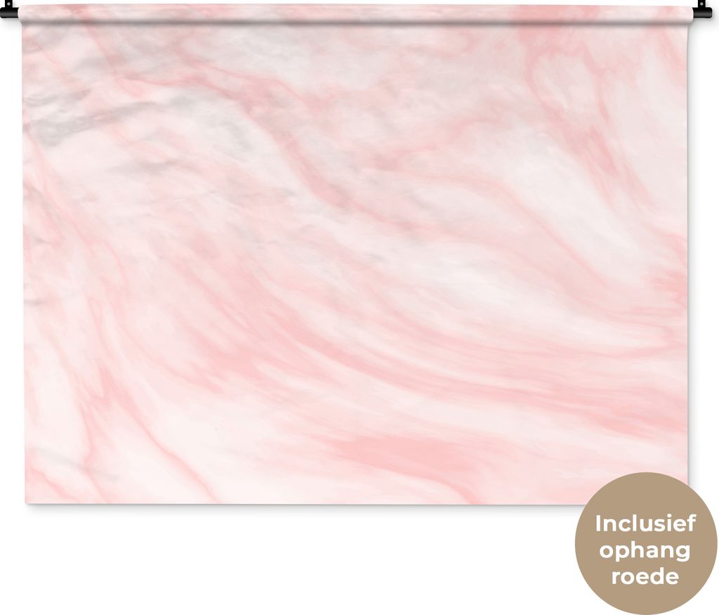 MuchoWow Wandteppich Wandbehang Marmor - Rosa - Weiß - Luxus - Marmoroptik 120x90 cm Tapisserie Dekoration Wandtuch - Wohnen - Aufhänger für d...