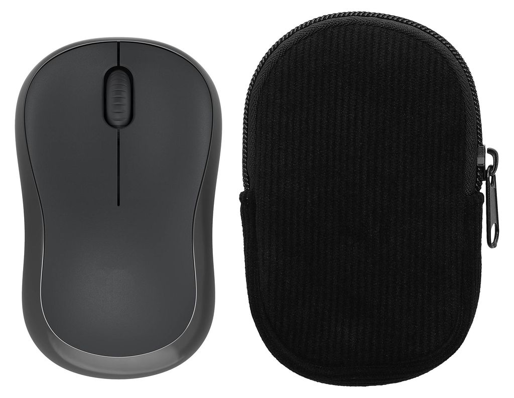 kwmobile Maus Tasche kompatibel mit Logitech M240 SILENT / M325S Hülle - Case für Bluetooth Maus aus robustem Cord und Neopren Stoff - Schwarz