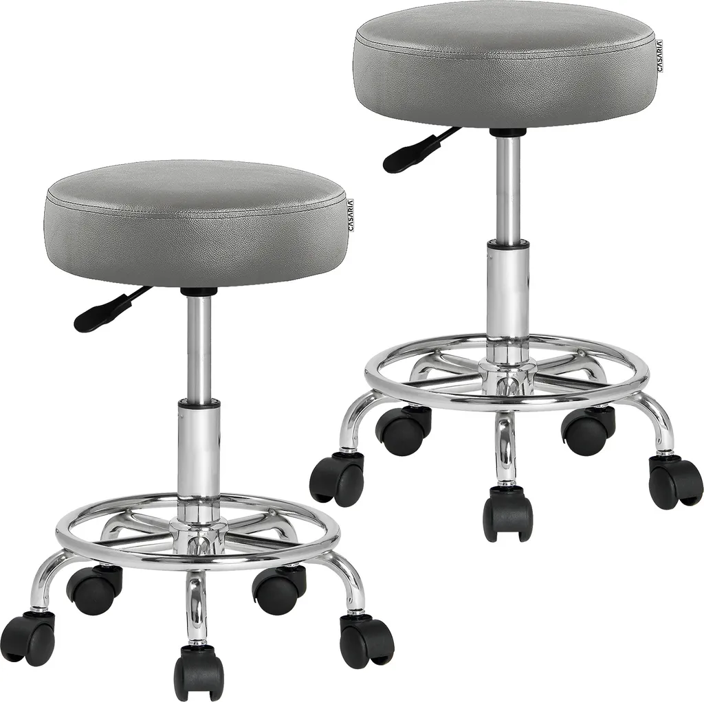 Casaria Sgabello Girevole Officina | Set 2 | Seduta 10cm | Altezza 51-65