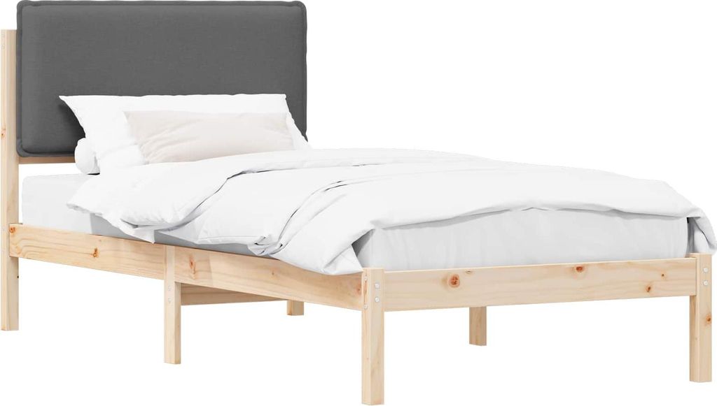 Bettgestell mit gepolstertem Kopfteil Dunkelgrau 90 x 190 cm