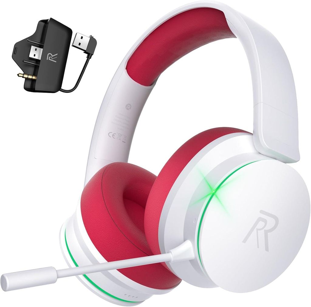 Kabelloses Gaming Headset mit Bluetooth 5.3, ENC-Mikrofon, 2.4GHz Low Latency und langer Akkulaufzeit für Konsole & PC