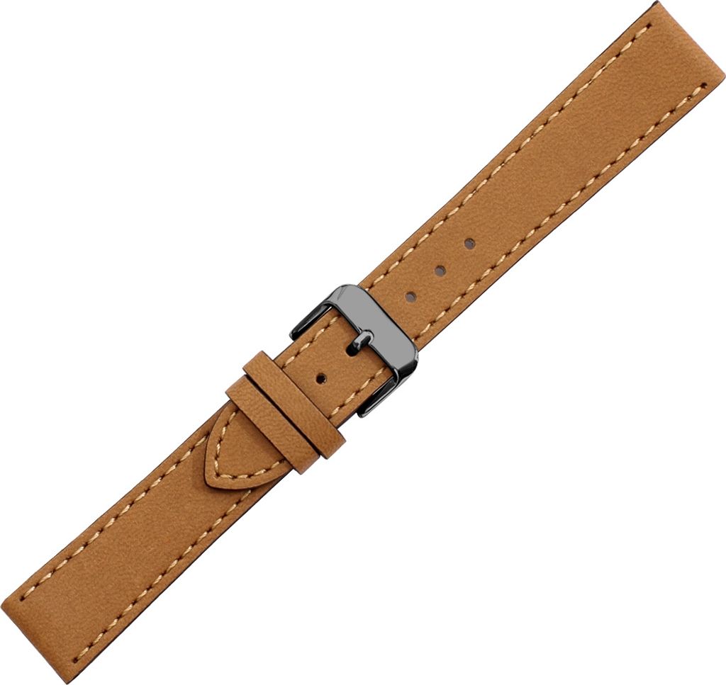 Herzog Vegan Klassik Uhrenarmband Apfelfaser braun Verlauf glatt , Schließe:Schwarz, Anstoß:22 mm