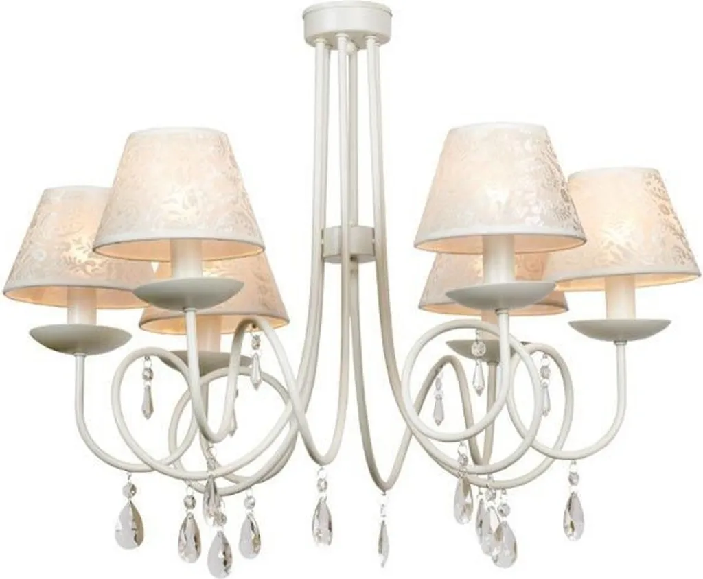 Lustre blanc pour salle à manger baroque avec pampilles en cristal