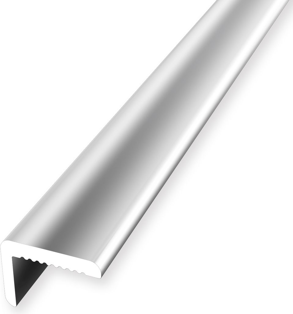 Treppenkantenprofil 7 x 9.2 x 2550 mm Winkelprofil Einfasshöhe 0 - 4.5 mm Aluminium Glatt Ungebohrt Silber glanz Küberit
