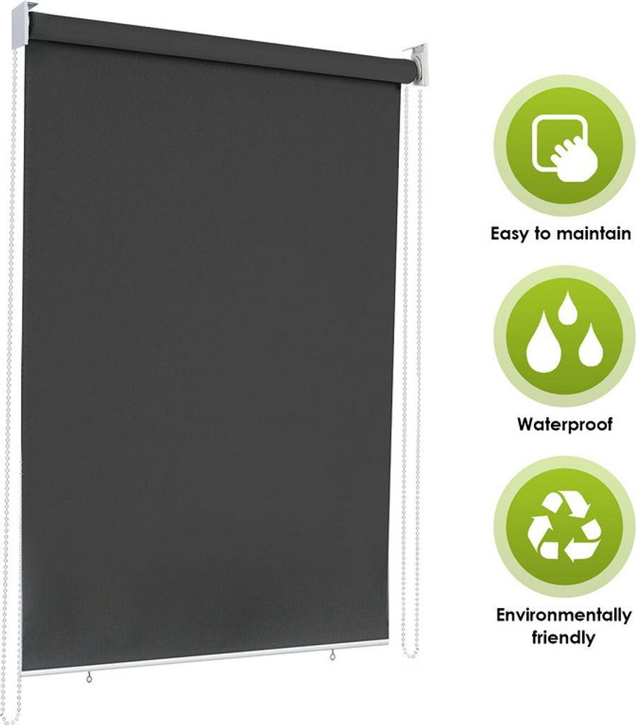 Fiqops Senkrechtmarkise 140 x 240cm Balkonmarkise Sonnenschutz, UV-bestaendige Vertikalmarkise, Windschut und Sichtschutz, aus Metall und Polyester...