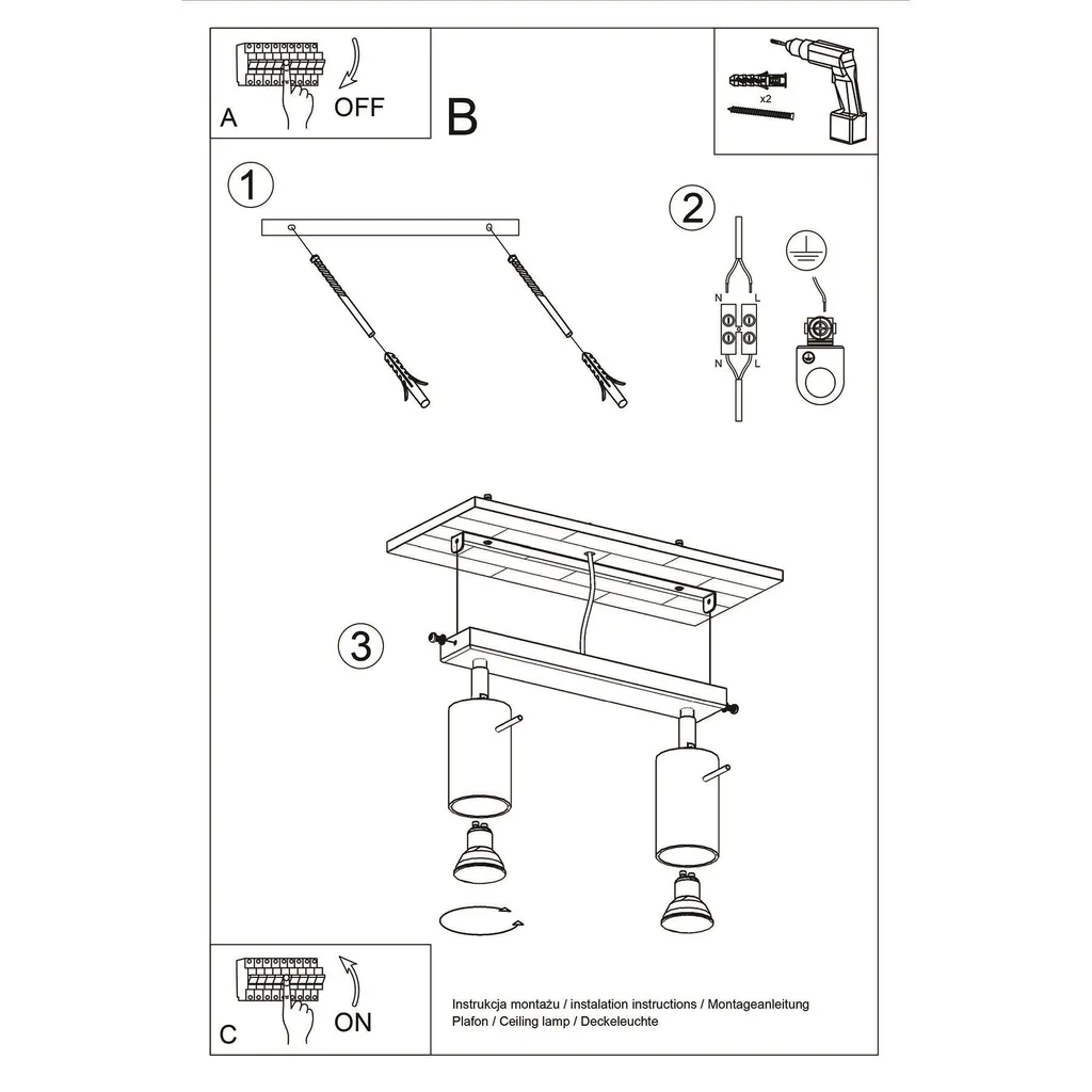 Sollux Lighting RING 2 SL.0092 | Offerta Lampada Soffitto Nera - 5