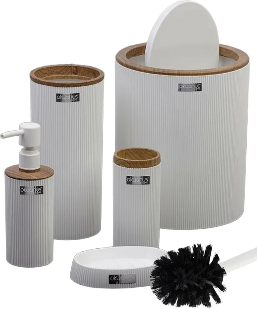 HowHomely set da bagno bianco set di 5 accessori da bagno set da bagno