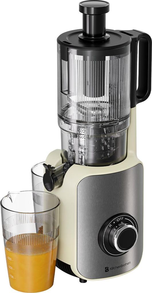 KitchenBrothers Slow Juicer - Vertikal - Entsafter - Obst- und Gemüsepresse - 126mm - 750ml - Champagner