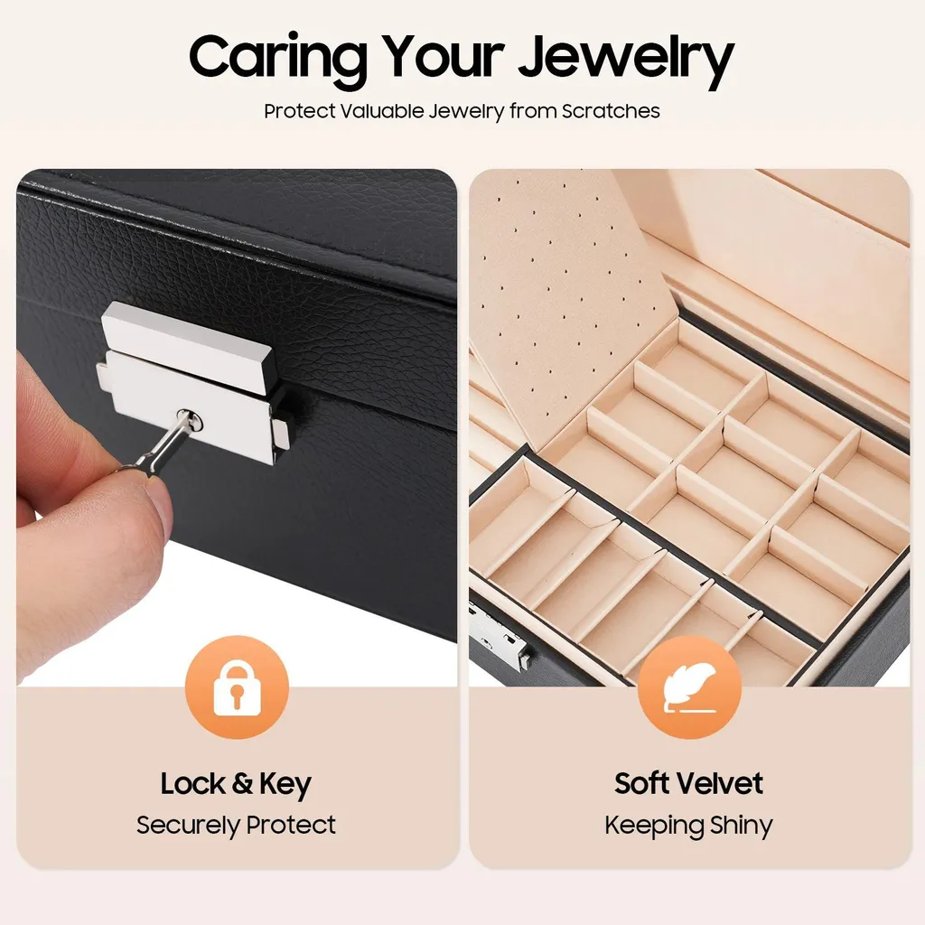 Portagioie Doppio Livello Salvaspazio - Chiusura Chiave e Velluto - 10