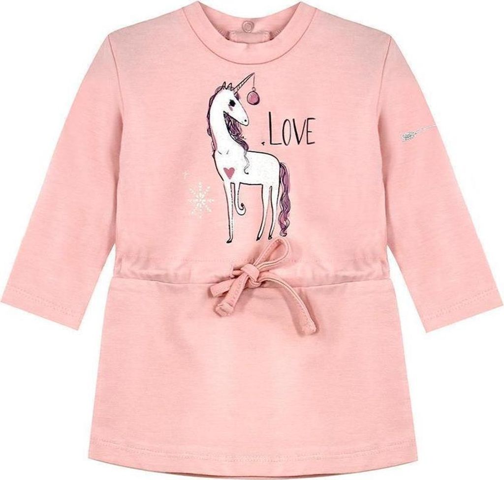 Ducky Beau Mädchen Tunika Kleid Glitzer Einhorn rosa 80