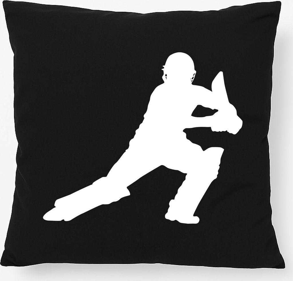 Huuraa Kissen Cricket Silhouette 40x40cm mit Füllung Black Baumwolle Dekokissen Geschenkidee