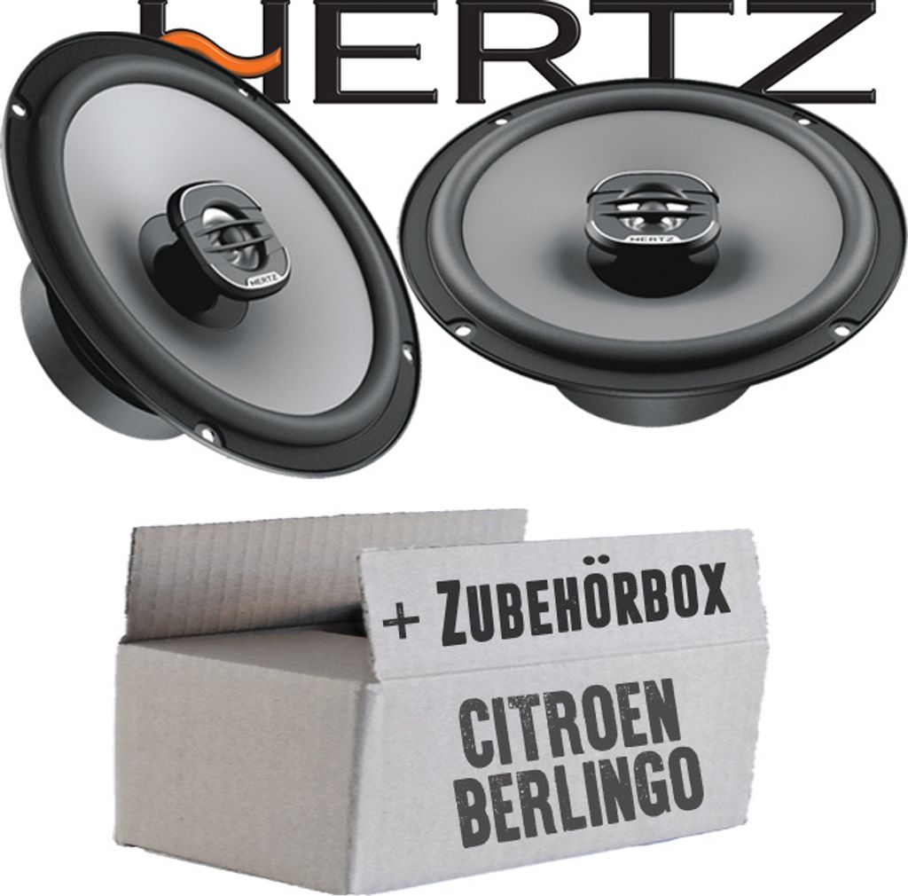 Lautsprecher Boxen Hertz X 165 - 16,5cm Koax Auto Einbauzubehör - Einbauset passend für Citroen Berlingo 1 - justSOUND