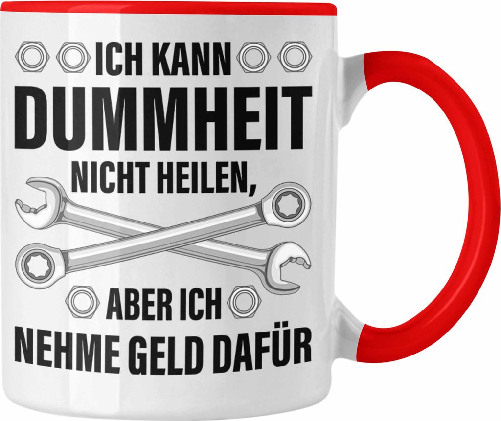 Trendation - KFZ Mechaniker Geschenk Lustig Tasse Automechaniker Handwerker Mechatroniker Werkstatt Tasse (Rot)