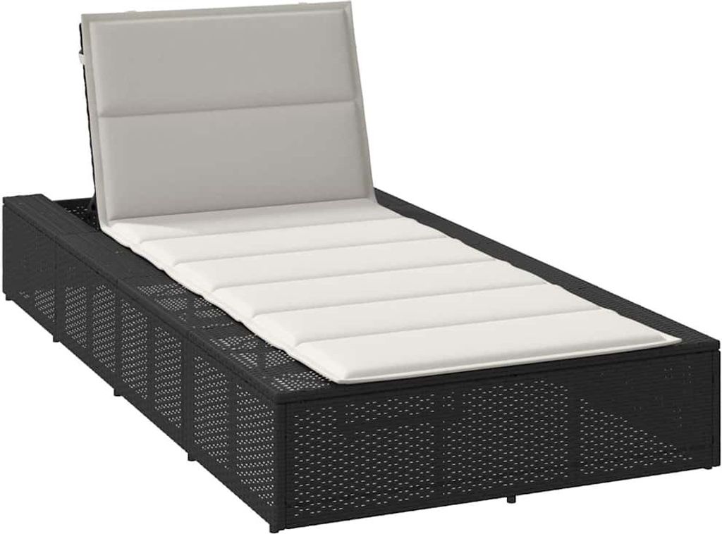 Sonnenliege mit schwebender Auflage Schwarz Poly Rattan