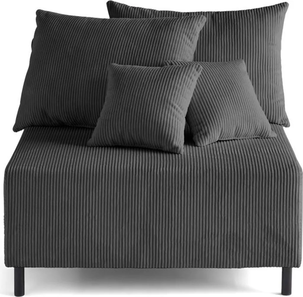 Lisa Design Edinburg module d'assise en velours côtelé gris foncé