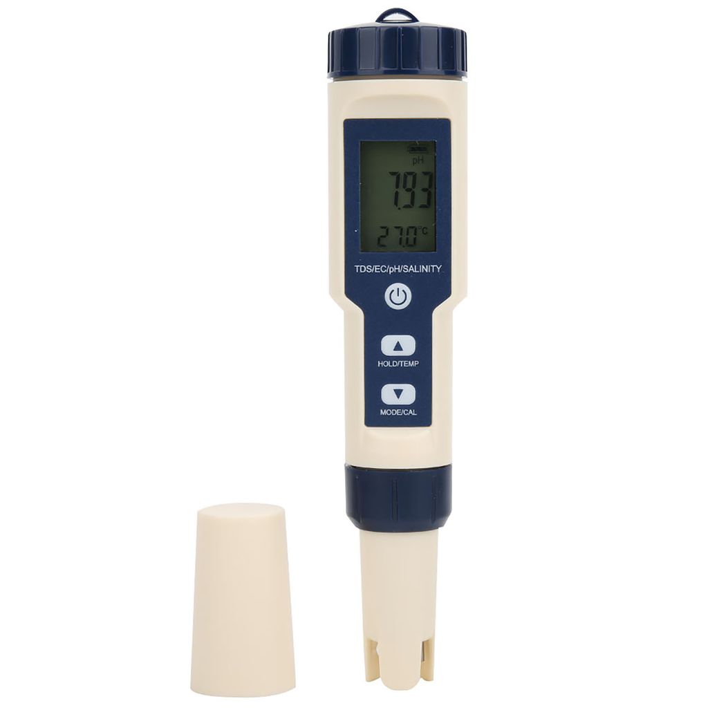 EZ-9909 5-in-1-Funktion Wasserqualitätsmessgerät PH-Salzgehalt TDS EC-Tester mit Hintergrundbeleuchtung