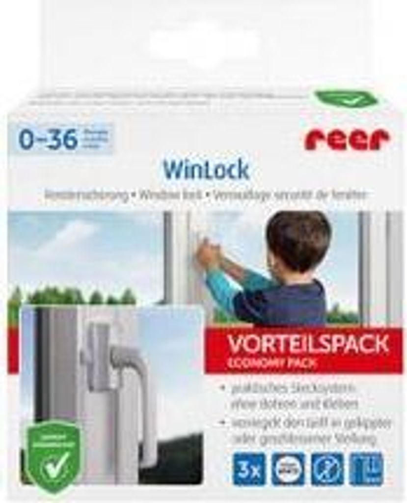 reer 70060, Dětský zámek na okno, 3 kusů, Bílá, Plast, Obrázek produktu 