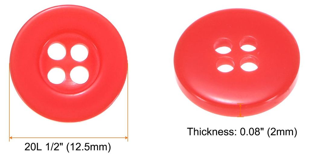 300 Stš¹ck Kn?pfe Rot N?hkn?pfe 12,5mm Harz Buttons zum Ann?hen, Rund Flach 4-Loch Bastelkn?pfe Ersatz fš¹r Blusen Hemd Hosen T-Shirt Kleider R...