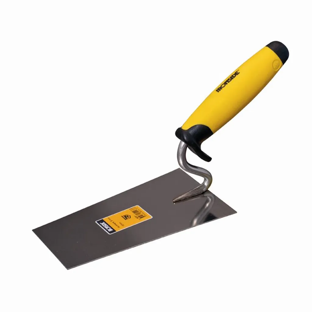 Ironside 120-201807IS Frattazzo per intonaco 180 mm collo a S inossidabile, manico a 2 componenti, giallo/grigio argento