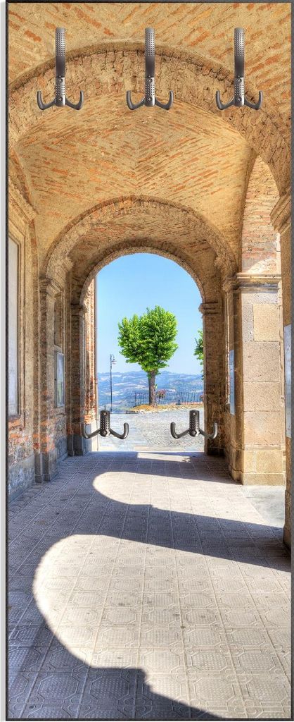 Wallario Flurgarderobe Wandgarderobe aus Holz, mit 5 Haken, Größe 50 x 125 cm, Motiv Durchblick ins Weite