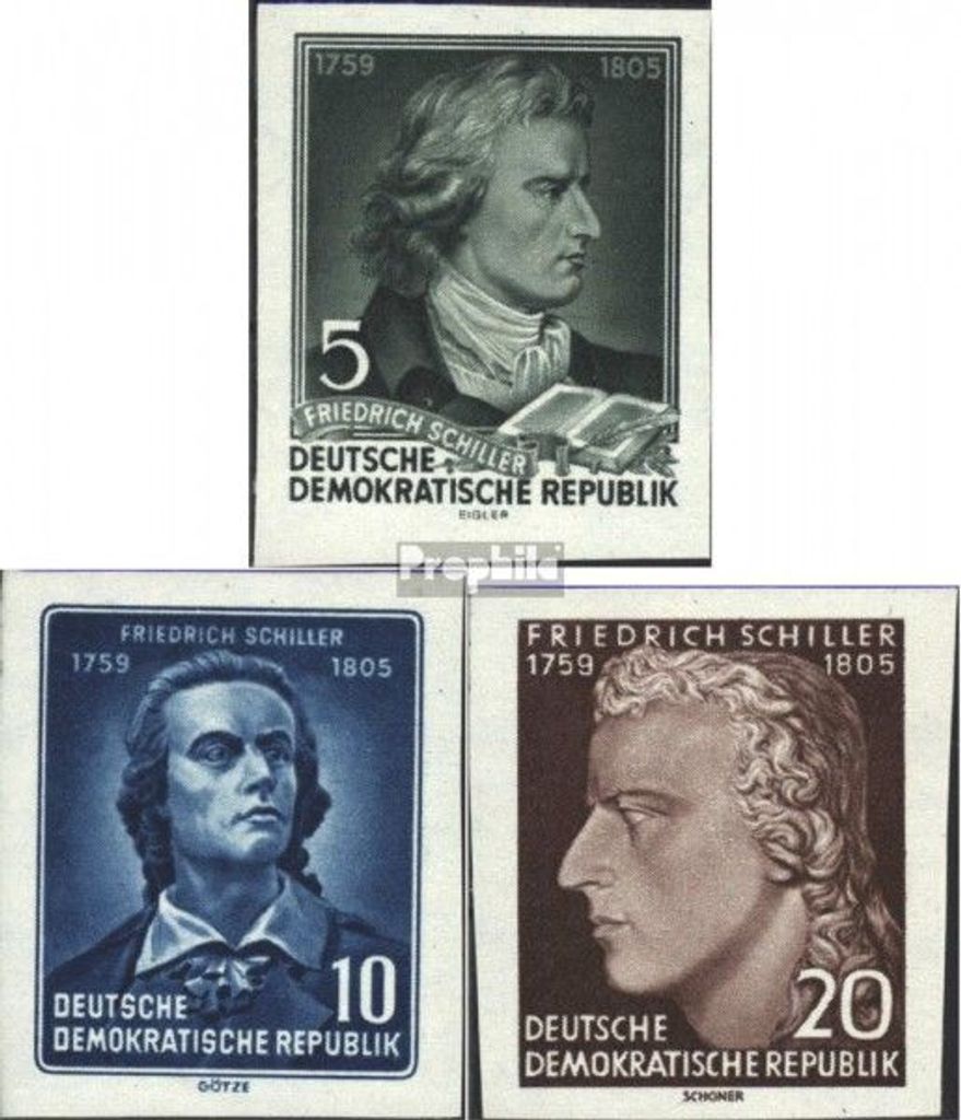 Briefmarken DDR 1955 Mi 464B-466B (kompl.Ausg.) postfrisch 150.Todestag von Schiller