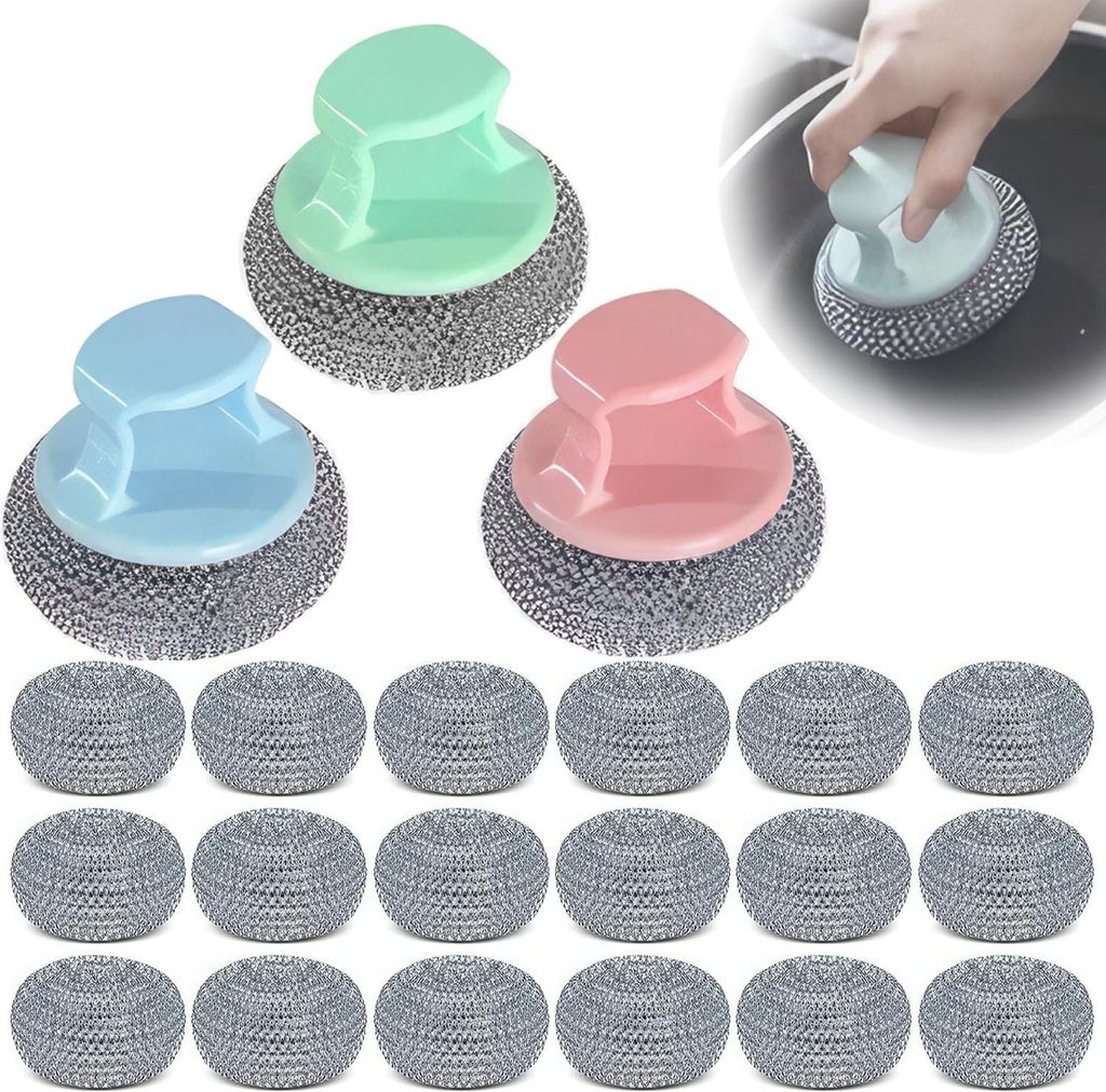 Edelstahl Ball Küchen Schwamm Bürste - Rostfreies Draht Scheuerschwamm - Töpfe Pfannen Bürsten - 18-Pack