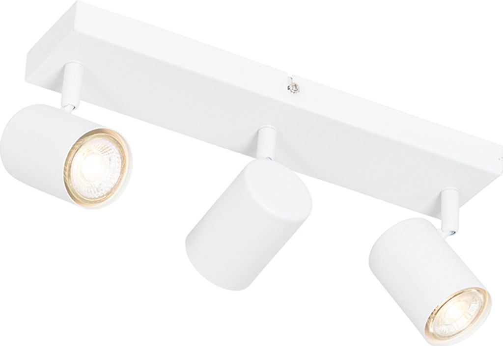 QAZQA - Moderne Deckenleuchte I Deckenlampe I Lampe I Leuchte Weiß 3-flammig Spotbalken-flammig Verstellbar Rechteckig - Jeana I Wohnzimmer I Schl...
