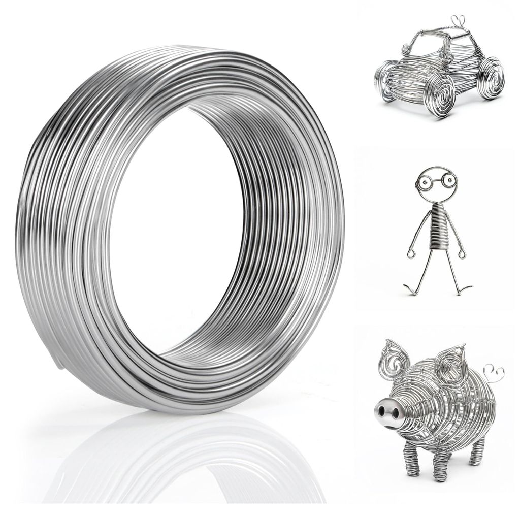 Belle Vous Silberner Aluminium Draht zum Basteln (10m) – Produktbild 