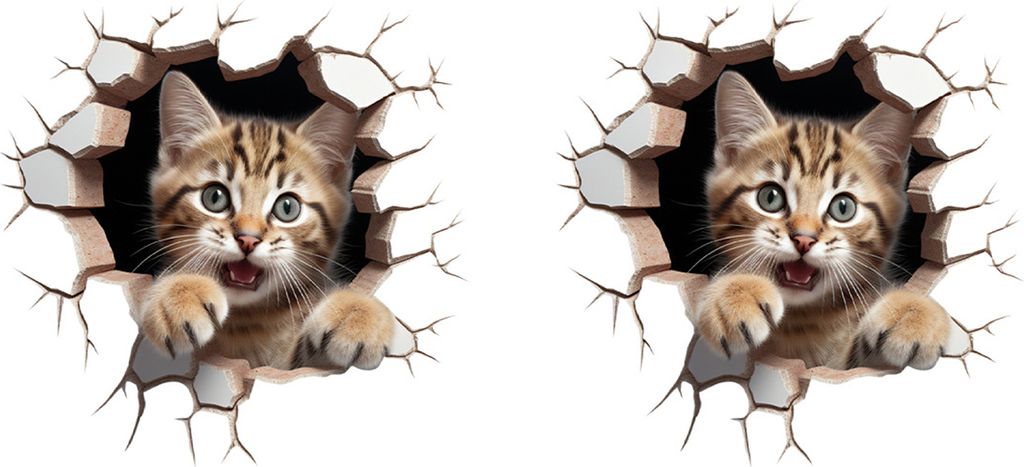 2 Stück 3D-Cartoon-Maus-Katzen-Wandaufkleber, selbstklebend, abnehmbar, wasserdicht, hochwertiges PVC-Material, verschleißfest