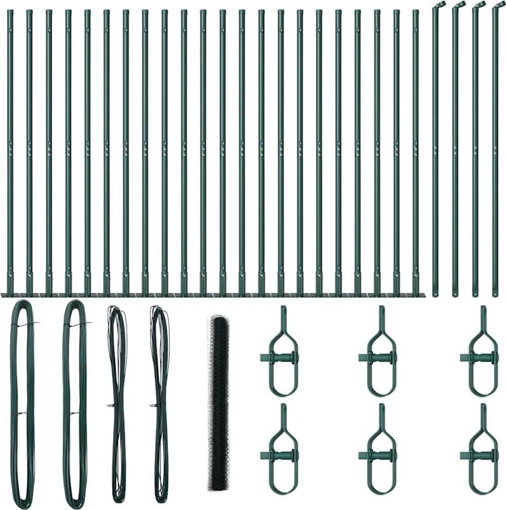 "SALE 2026" Zaunpfosten Grün 50 x 1,6 m (50 mm Maschenweite) Stahl und PVC - Metallzäune DE2967919