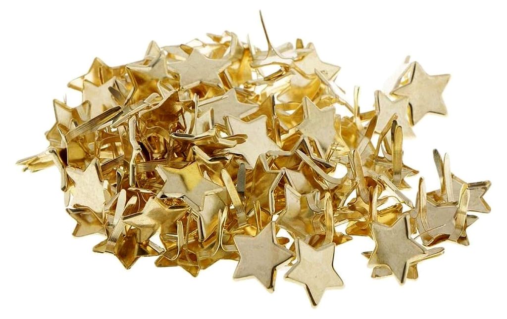 100 Stück Metall-Brads in Sternform, goldene Verzierung für DIY-Karten und Partydekoration