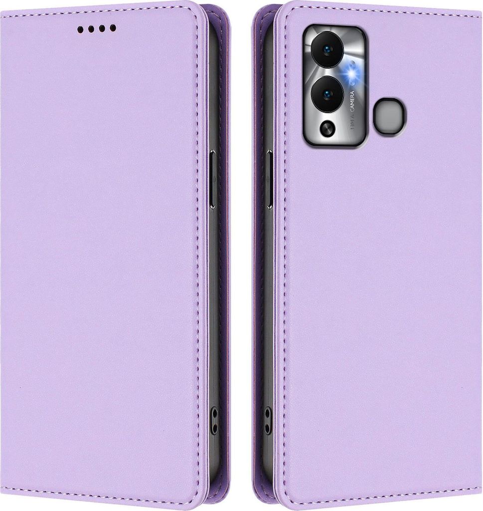 Handyhülle für Infinix Hot 12 Play, Kunstleder Klapphülle Stoßfeste Magnetische Hülle mit Ständer Violett